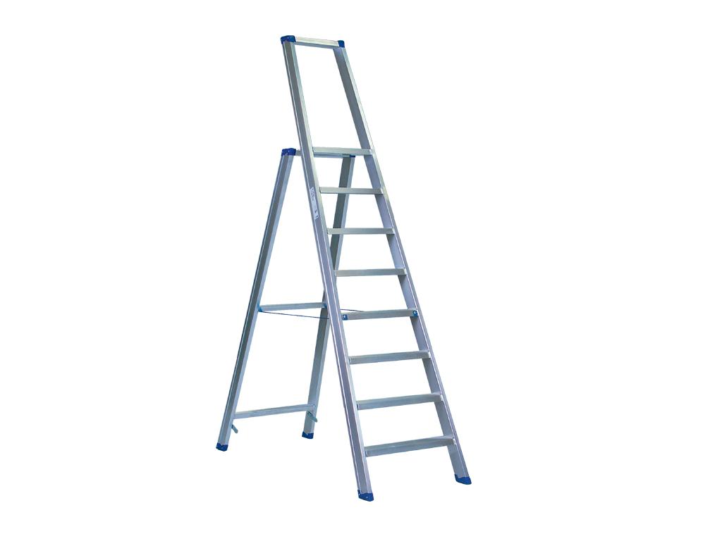 TRAPLADDER INDUSTRIËLE ALUMINIUM SPARTA 7 TREDEN MET BEUGEL