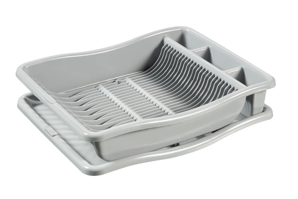 Drainer Afdruiprek L & Plateau Licht Grijs