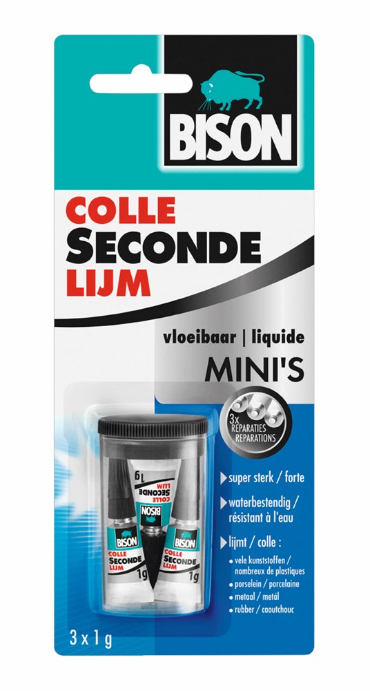 Bison Secondelijm Vloeibaar Mini''s 3 X 1g Nl/fr