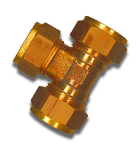 T KLEMKOPPELING 12 X 12 X 12 MM MESSING