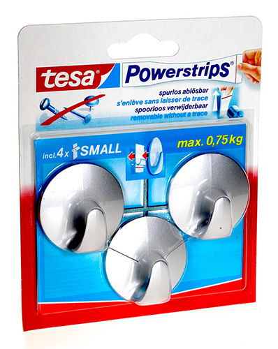 Tesa Powerstrips Small Rond Chroom 0,75 Kg - 3 Stuks