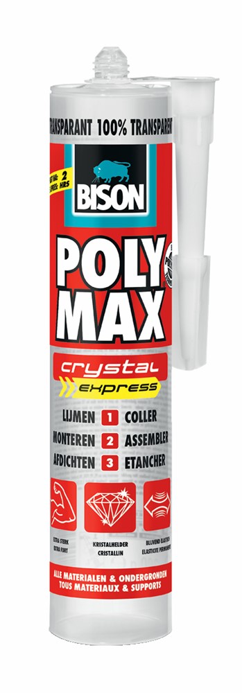 Montagelijm Poly Max Crystal Express Transparant 300g