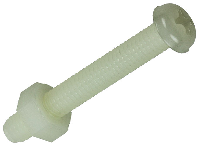 Metaalschroeven Cyl. Kop+moer Nylon M4x30mm - 6st