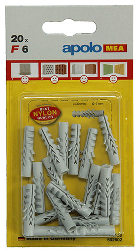 Pluggen Nylon ø6mm - 20st