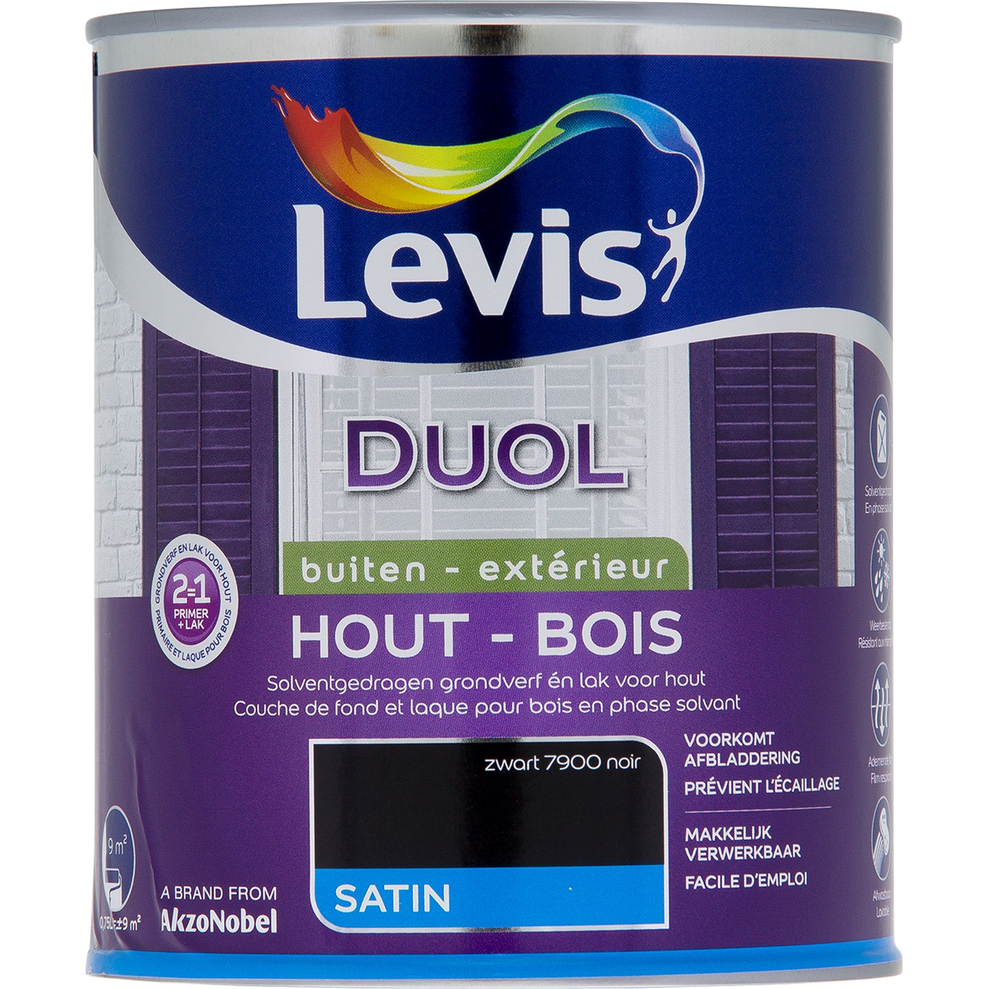 LAK DUOL SATIN ZWART 750 ML