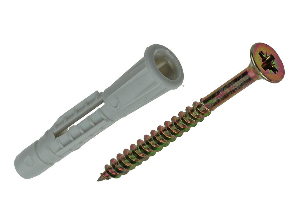 PLUGGEN POLYETHYLEEN 6MM+SCHROEVEN 4,0X45MM - 12ST