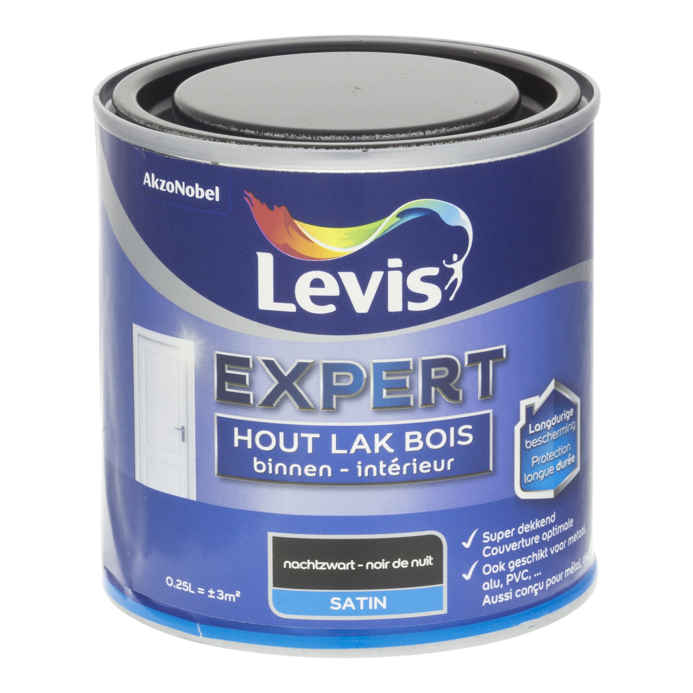 Lak Expert Hout Binnen Satin 250 Ml Nachtzwart