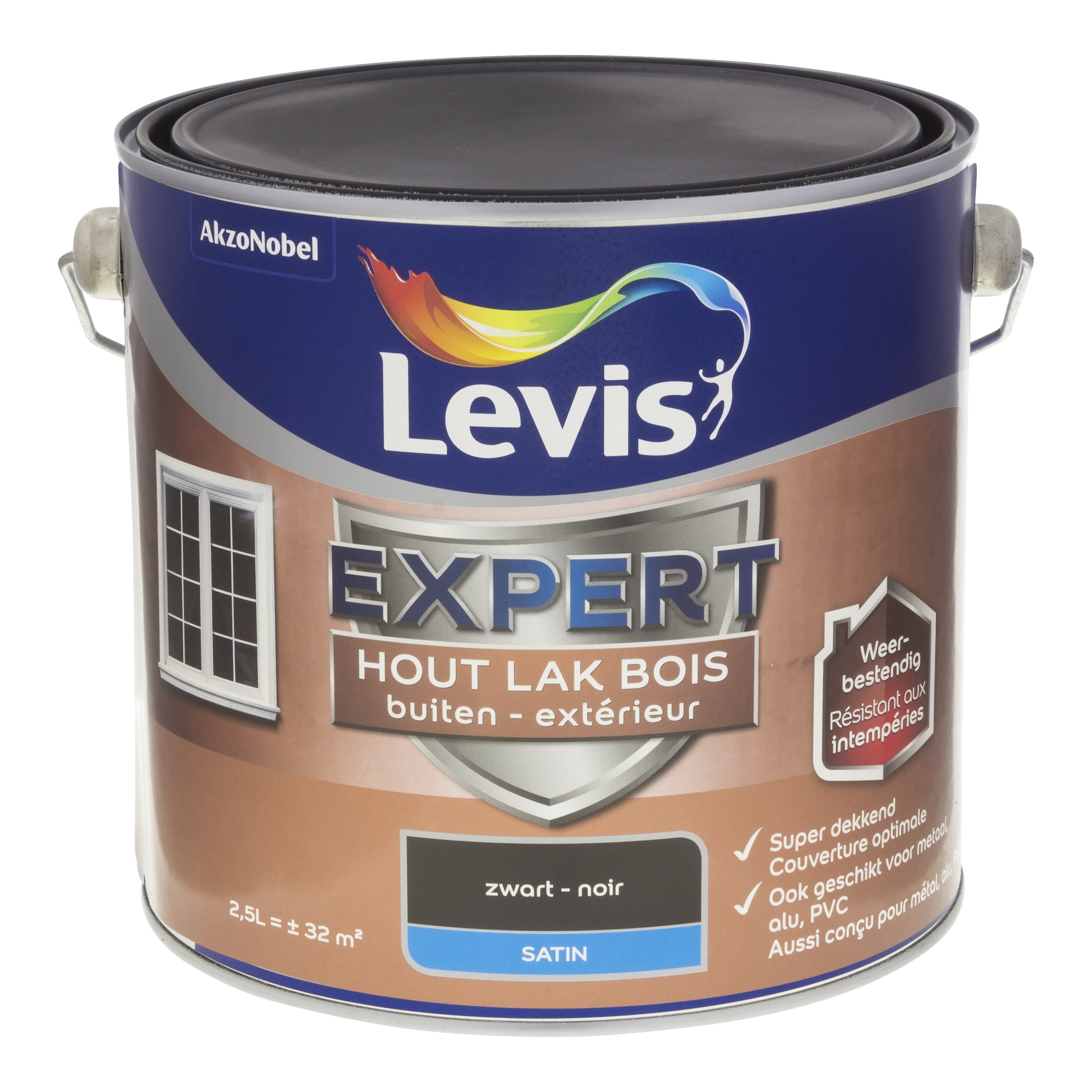 Lak Expert Hout Buiten Satin 2,5 L Zwart