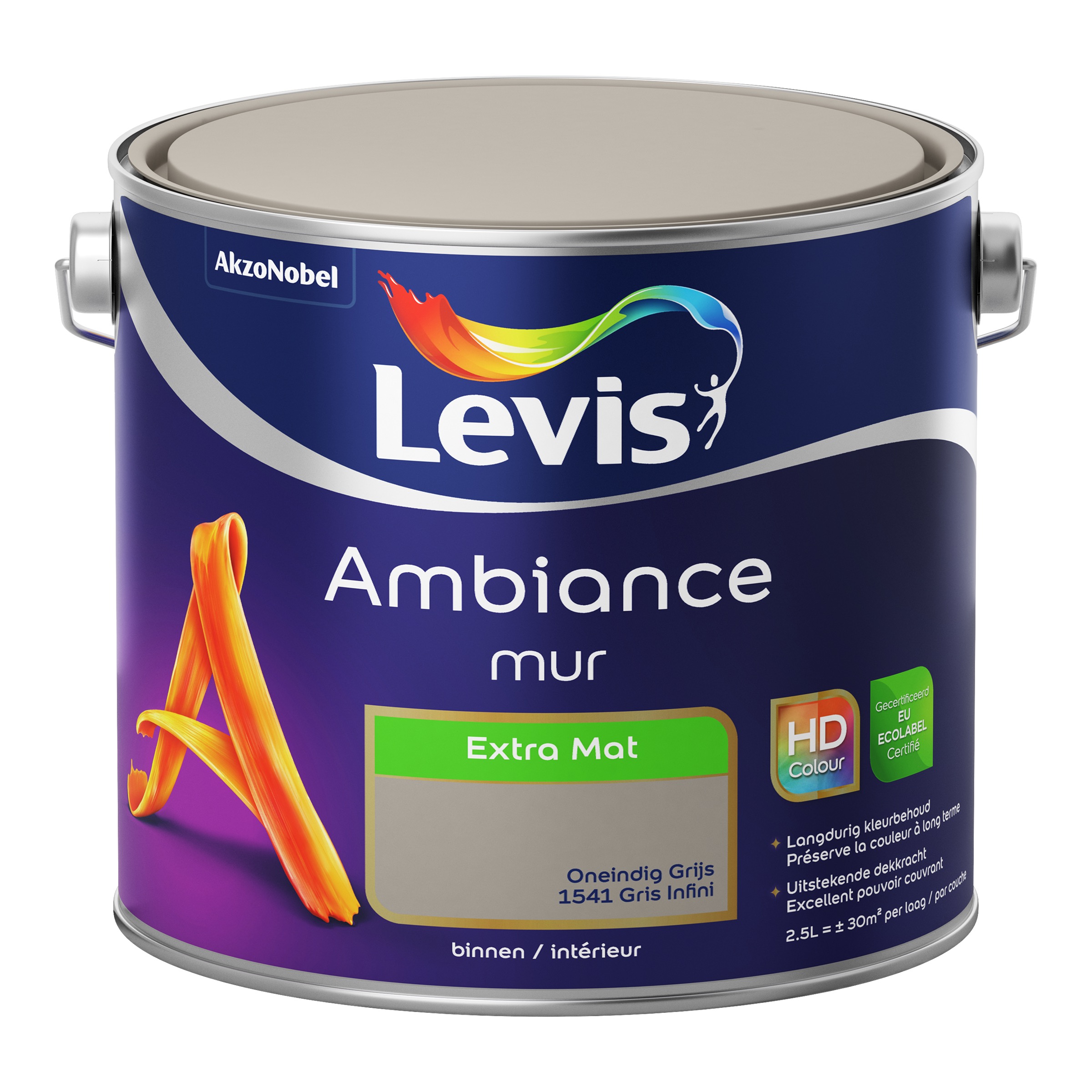 MUURVERF AMBIANCE MUR EXTRA MAT ONEINDIG GRIJS 2,5 L