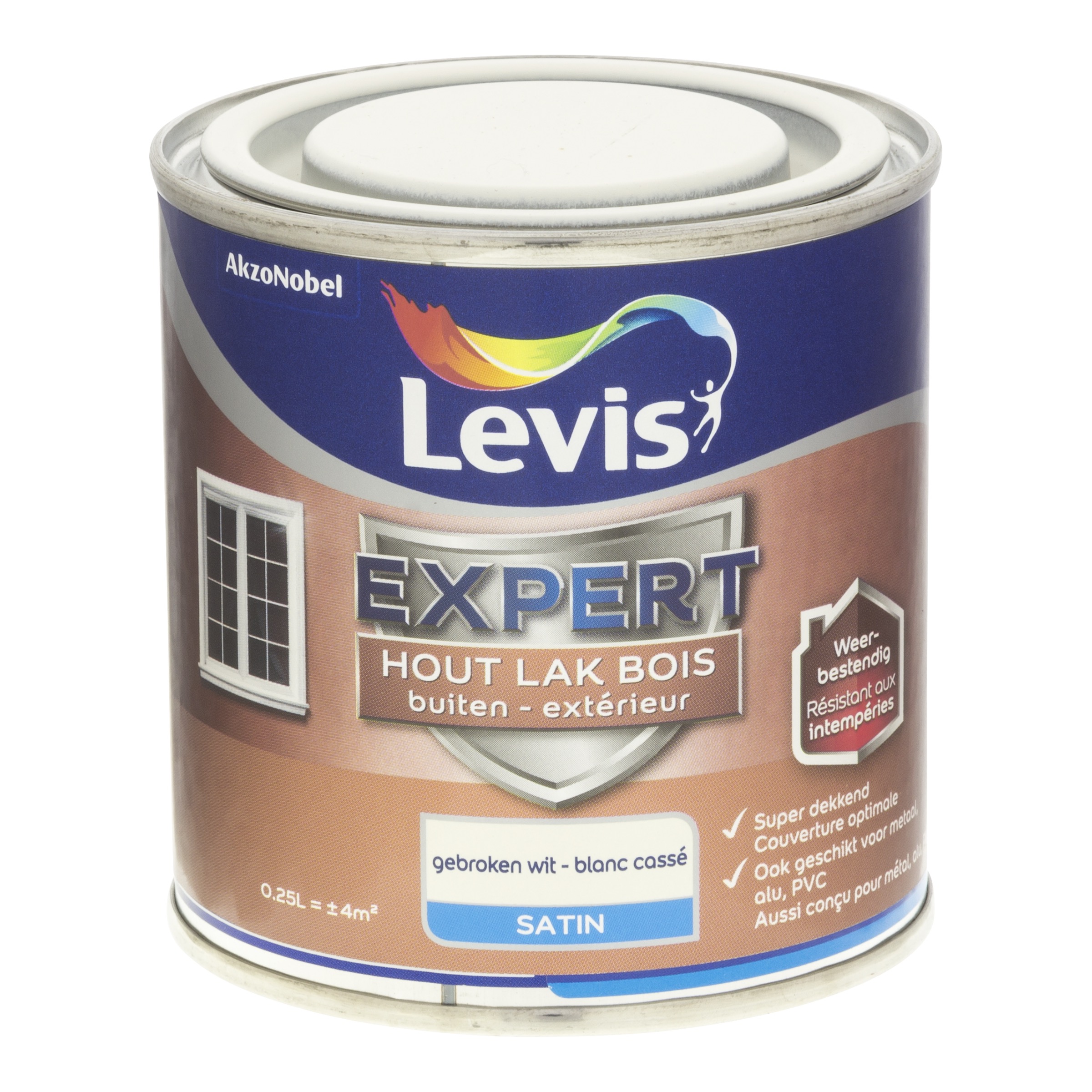 LAK EXPERT HOUT BUITEN SATIN 250 ML GEBROKEN WIT
