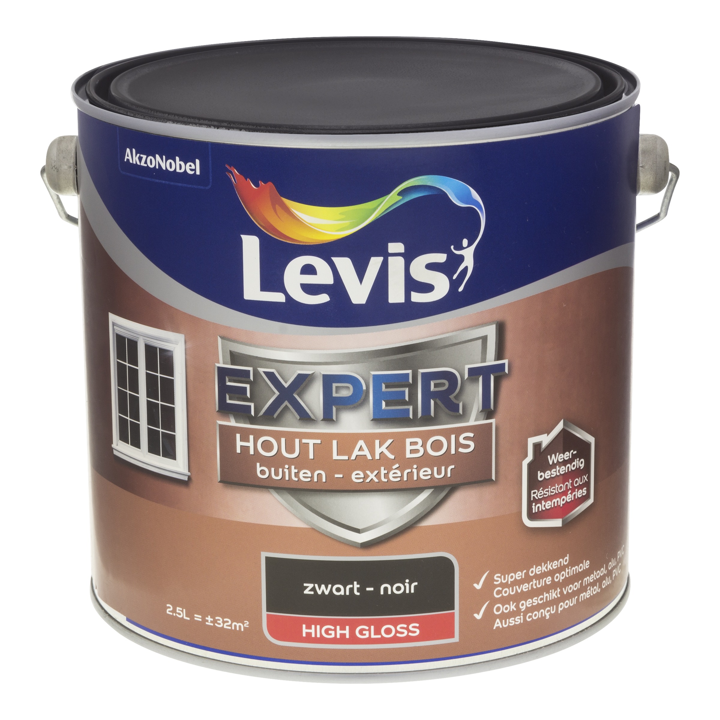 Laque Expert Bois Extérieur High Gloss Noir 2,5 L