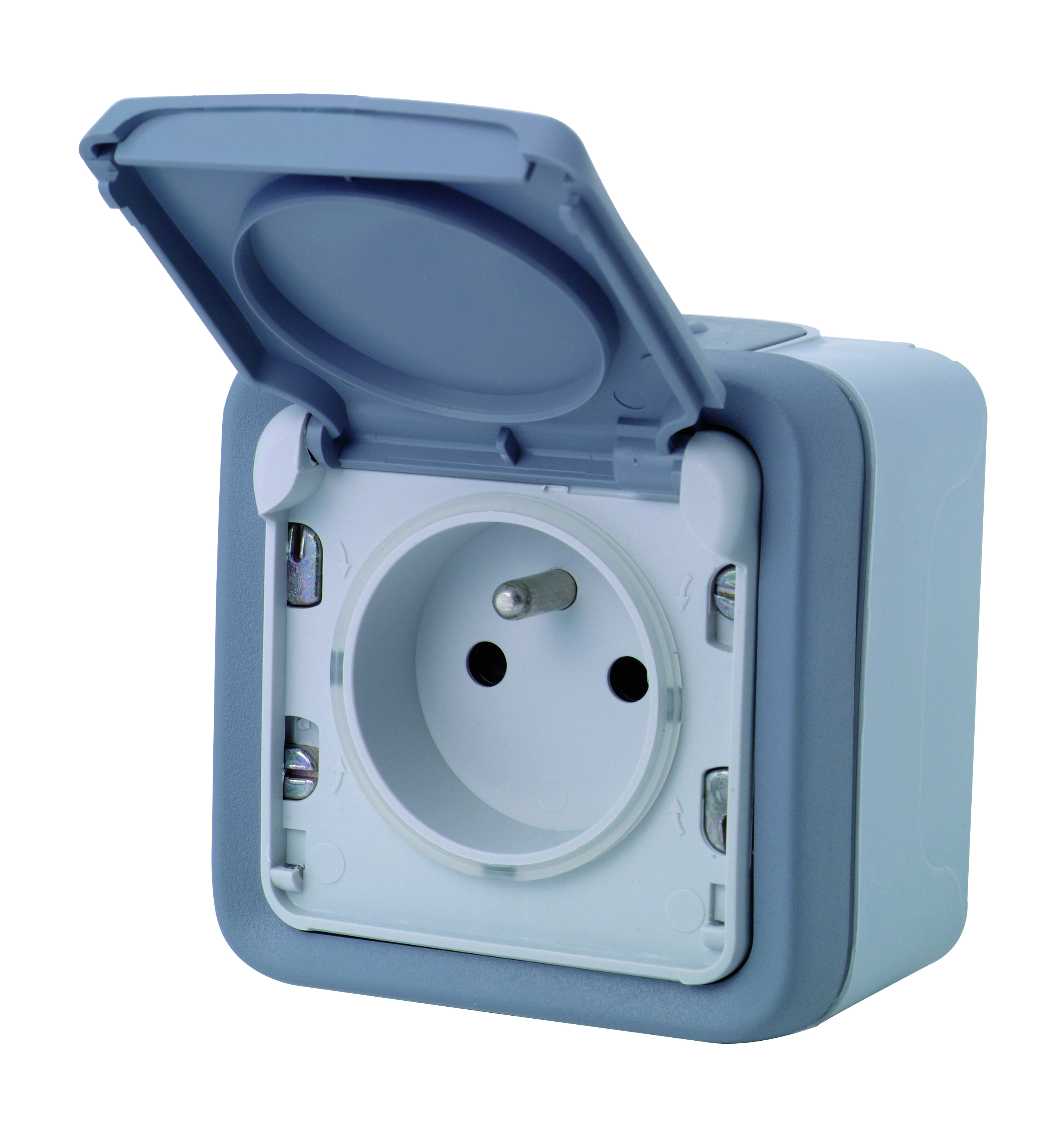 STOPCONTACT 2P+A PLEXO GRIJS