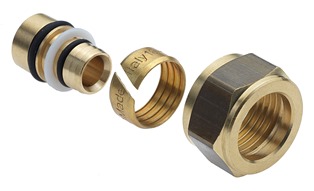 KLEMKOPPELING RECHT 15 MM X 16 MM MESSING